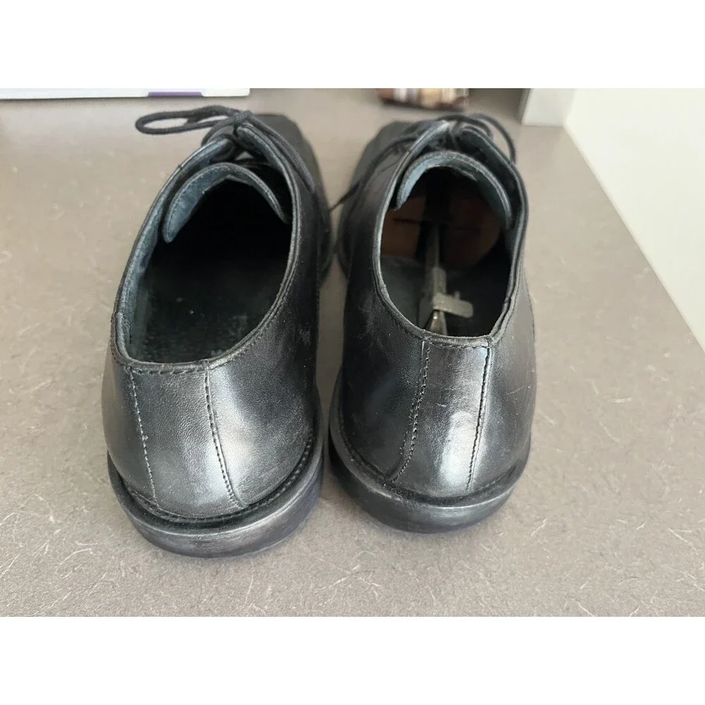 Claiborne Derby Dress Shoes Men's 11 Black Leather Square Toe Lace Up.